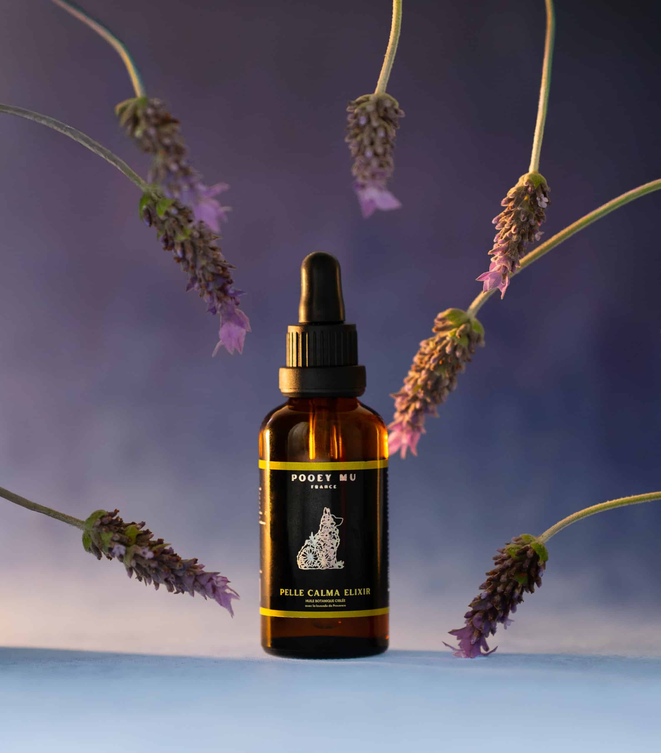 Flacon cosmétique avec lavande